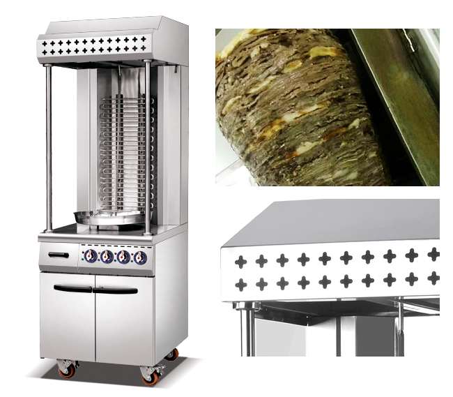 De dubbele Commerciële Elektrische Kebab die van Shawarma Machine met Kabinet voor Hotelroestvrij staal maken