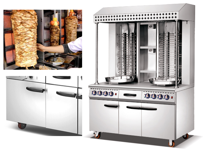 De dubbele Commerciële Elektrische Kebab die van Shawarma Machine met Kabinet voor Hotelroestvrij staal maken